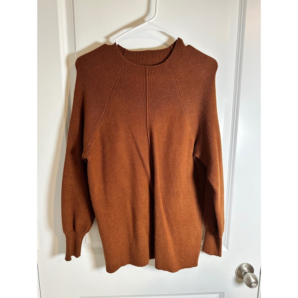 Faith & Joe Women's‎ Medium Brown Ribbed Knit Long Sleeve Sweater Tunic